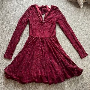 red long sleeve dress